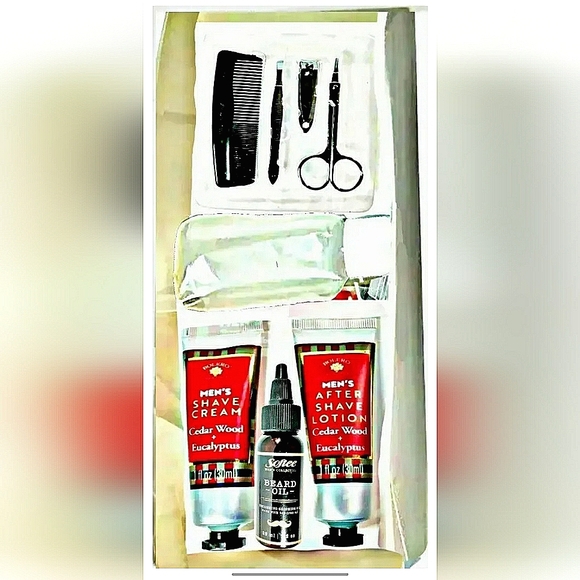 Bolero Grooming 8 Pc Mens Grooming Beard Comb Box Kit Shampoo Shave